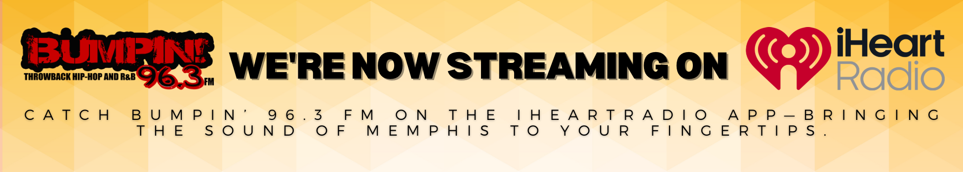 “Bumpin’ 96.3 FM banner logo – Memphis-based throwback Hip-Hop and R&B radio station featuring local talent and weekend shows.”